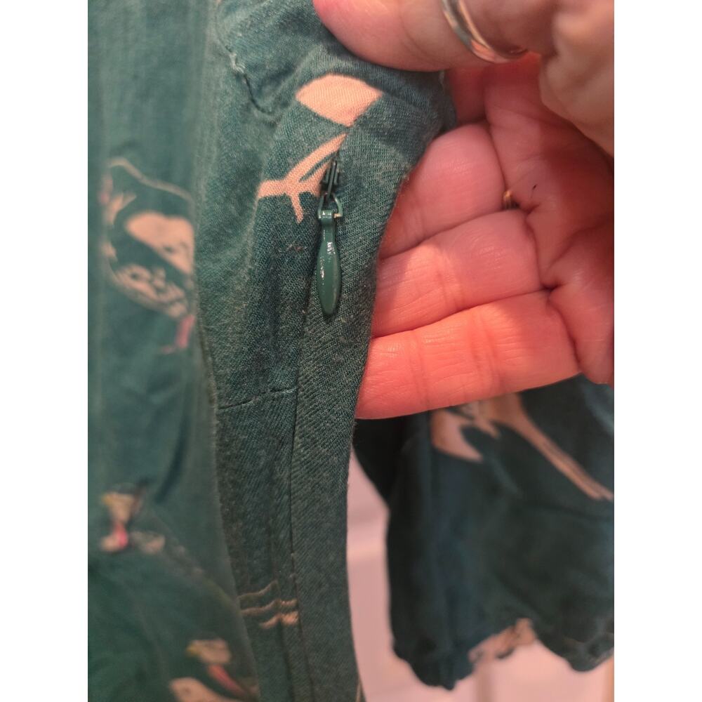 Boden Viscose Dress 3/4 Sleeve Womens Green Bird Print Side Zip Cottagecore - Picture 6 of 11